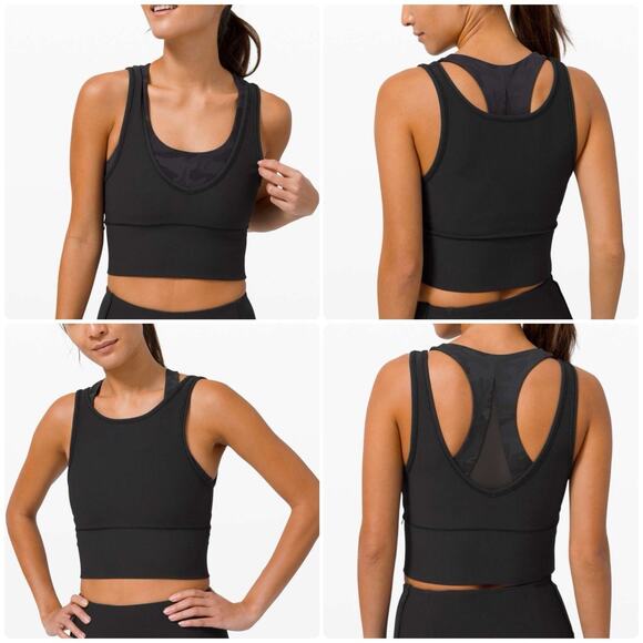 LULULEMON Athletica Power Pivot Reversible Yoga Tank Top Sports Bra Black Sz 2 - Picture 1 of 8